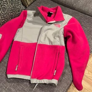 The North Face pink and grey fleece zip up jacket size 14-16